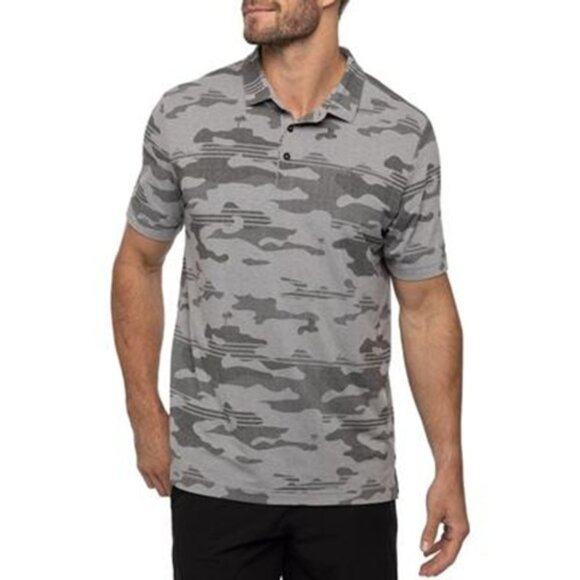 NWT Travis Mathew Beachside Stealth Golf Polo SZ Small Heather Gray Camo Print - Picture 1 of 4